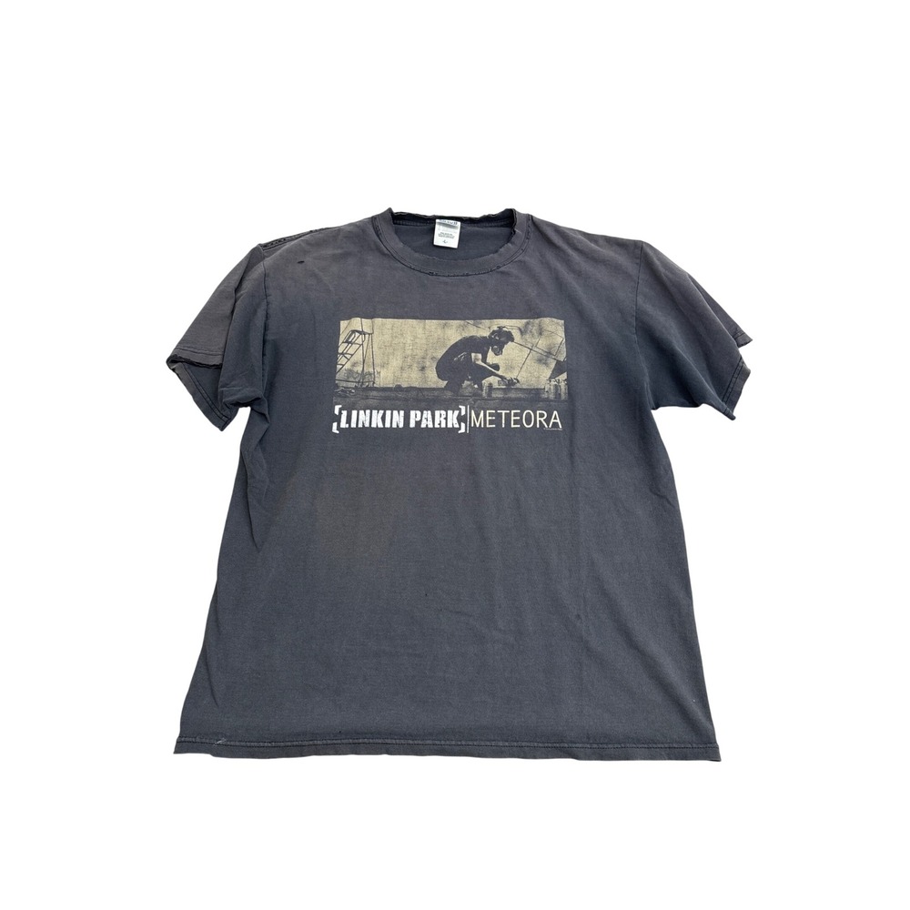 Vintage 2004 Linkin Park Meteora World T-Shirt Mens L Anvil Black Distressed